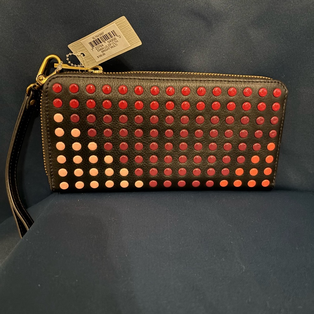 Fossil Black Clutch with Red and Pink Accents